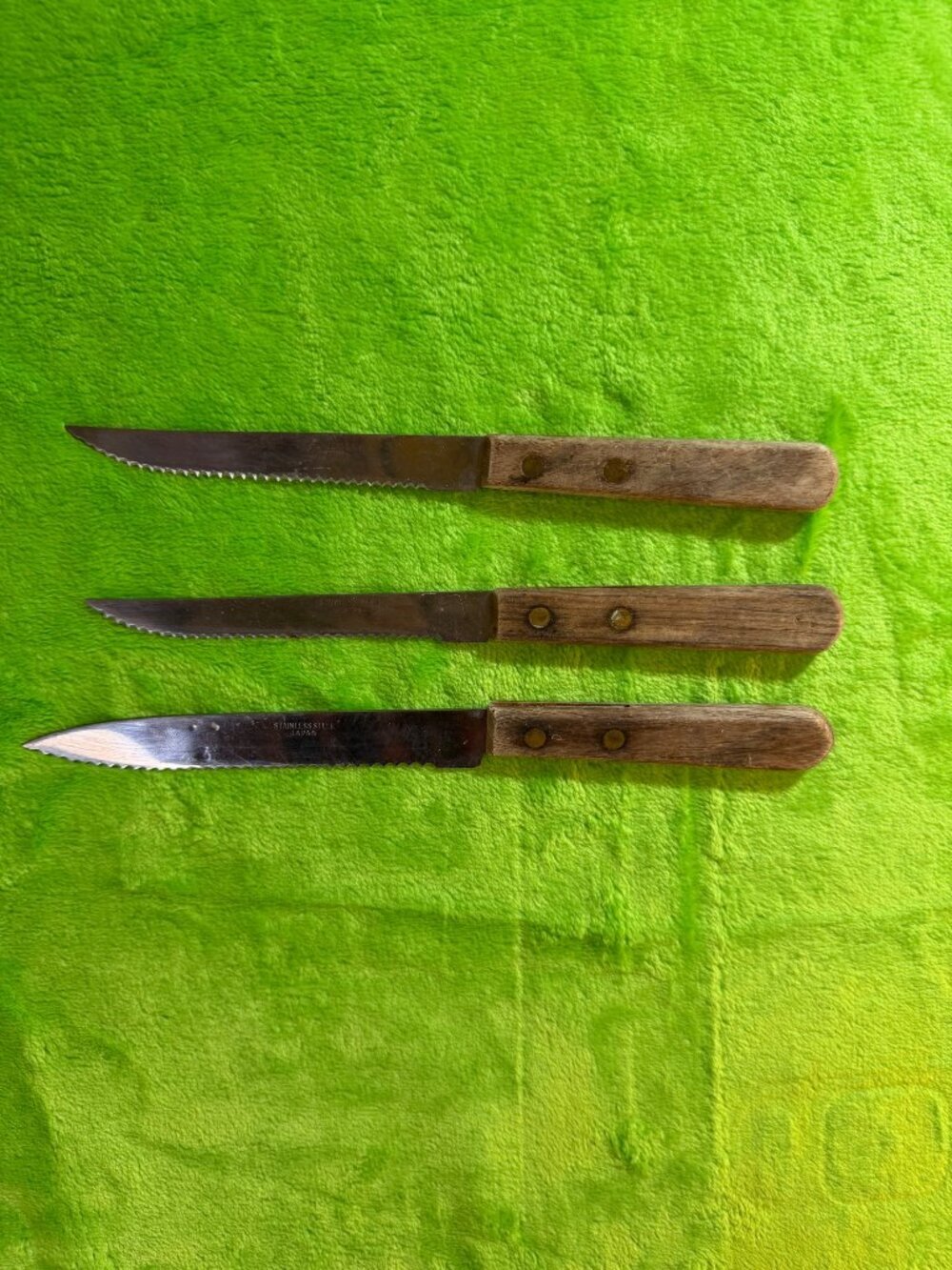 Stainless Steel Japan Serrated Steak Knives Set with Wooden Handles